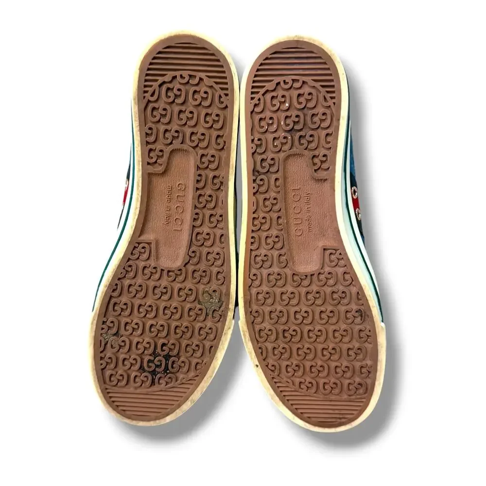 Gucci GG Web Accent Leather Sneakers  display picture 2